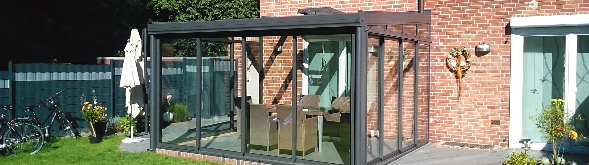 Attached greenhouse Florenz in Anthracite grey