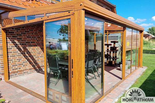 Premium attached greenhouse Florenz in wood look