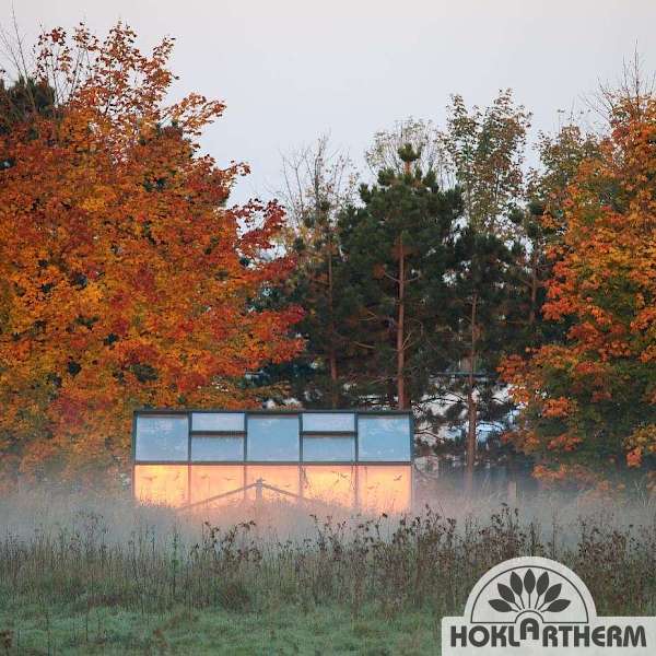 Greenhouse BioTop in the misty dawn