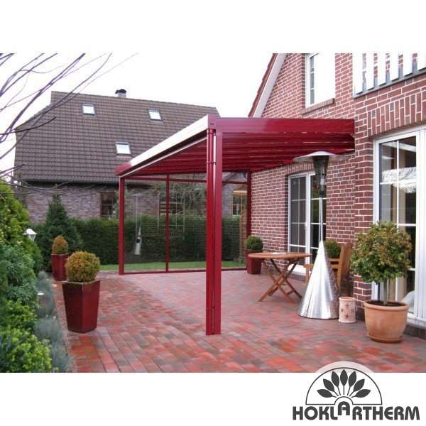 Patio roof Friesland in special colour red